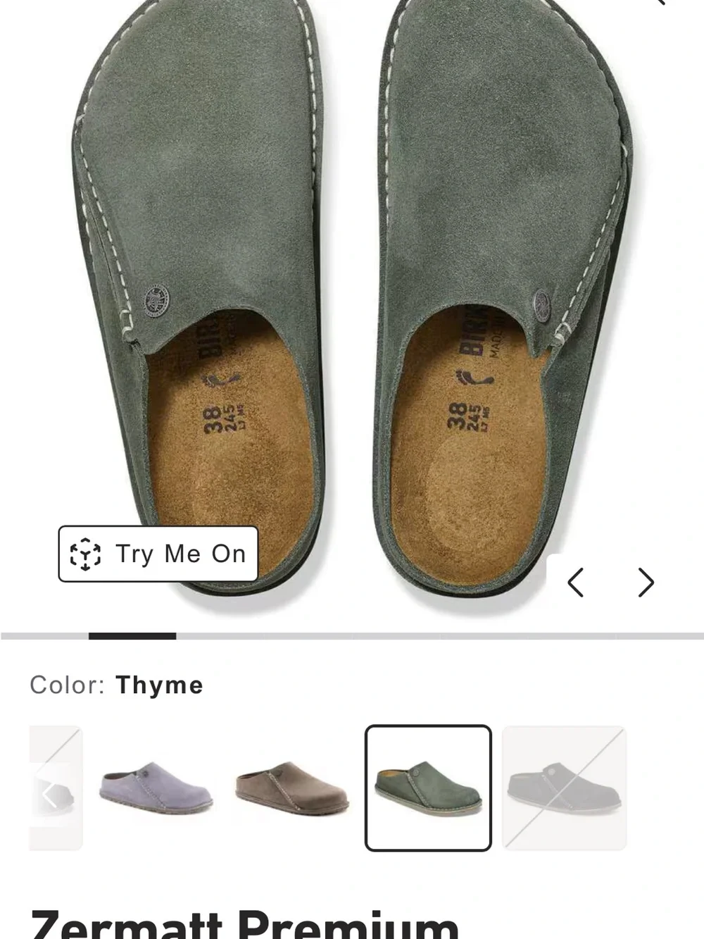 Birkenstock Zermatt Suede Clog in Thyme Green